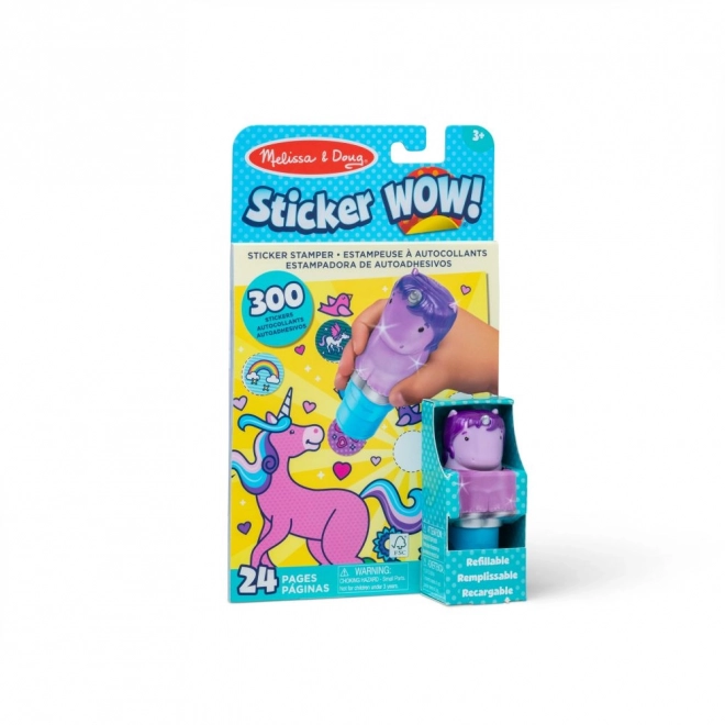 Wow! Aufkleber und Stempel mit lila Einhorn