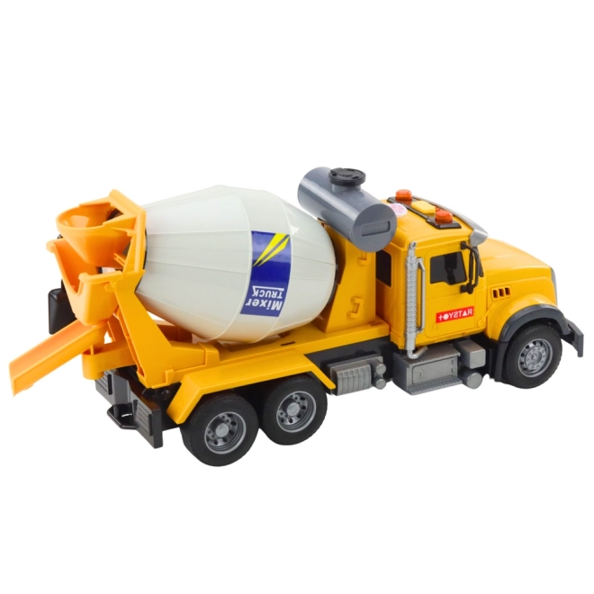 Gelber Betonmischer-LKW mit Licht- und Soundeffekten