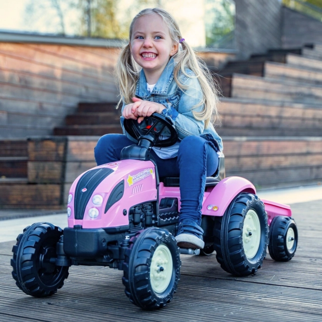 Trettraktor County Star mit Anhänger in Rosa