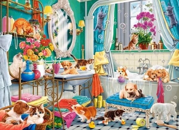 Castorland Puzzle Verrücktes Haustierbad 100 Teile