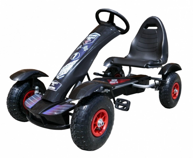 Renn-Tret-Go-Kart XL für Kinder ab 3 Jahren schwarz + aufblasbare Räder + verstellbarer Sitz + Freilauf