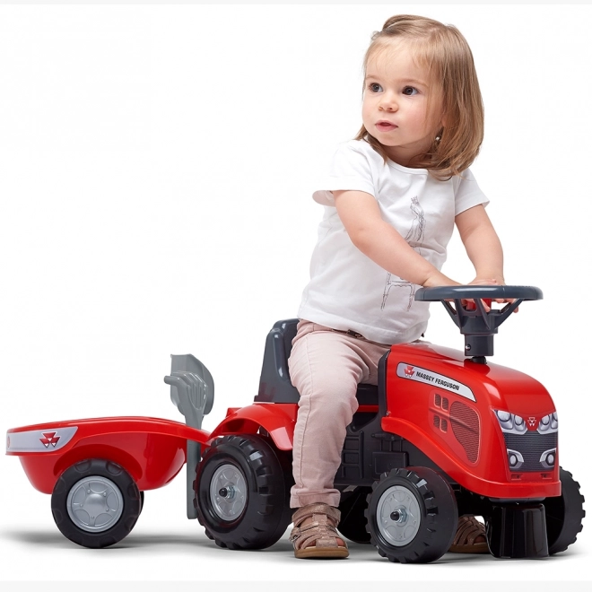 Rutschtraktor Massey Ferguson rot mit Lenkrad und Anhänger