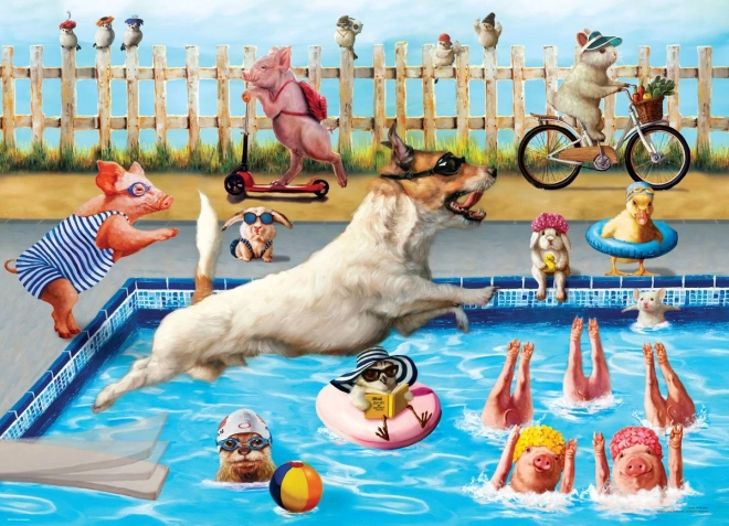 Puzzle Verrückter Tag am Pool XL 500 Teile