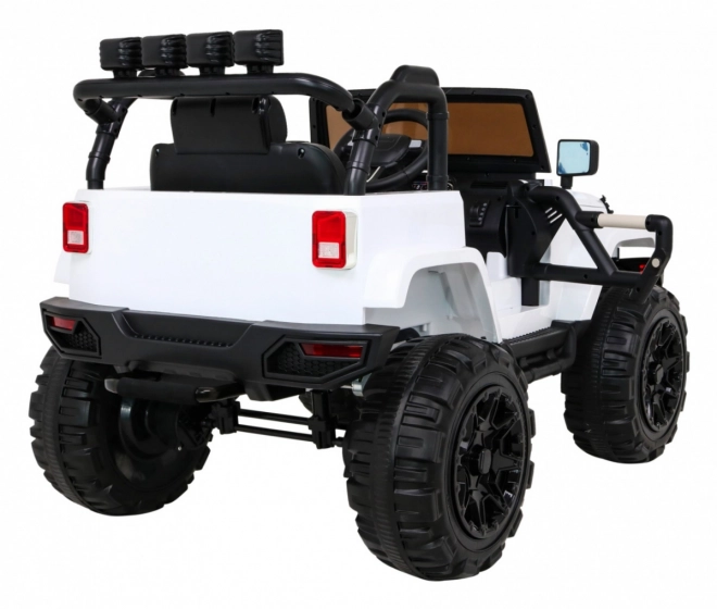 Weißer Kinder-Geländewagen auf Batterien + Fernsteuerung + Lichter und Geräusche