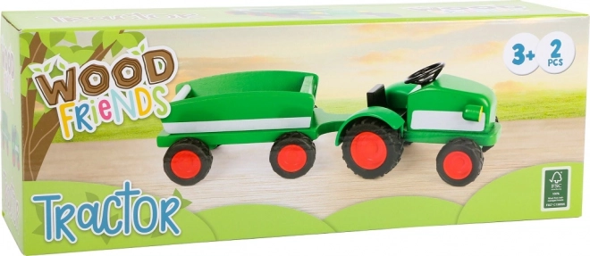 Small Foot Grüner Holztraktor mit Anhänger