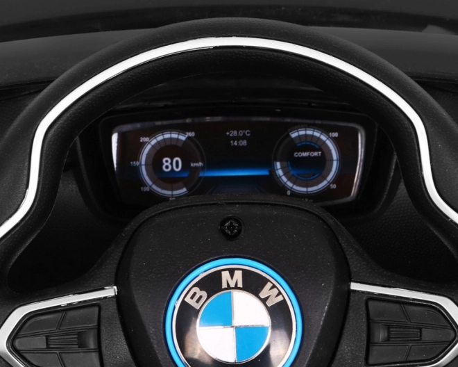 BMW I8 Liftbatterie-Auto Schwarz + Fernbedienung + langsamer Start + 3-Punkt-Gurte + MP3 USB + LED-Leuchte