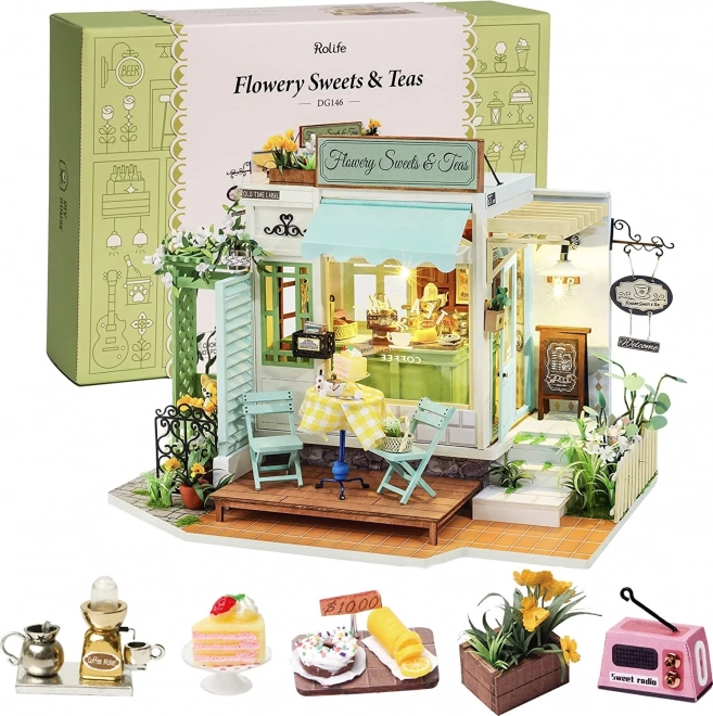 Rolife DIY Miniaturhaus: Flowery Sweets & Teas mit LED-Beleuchtung