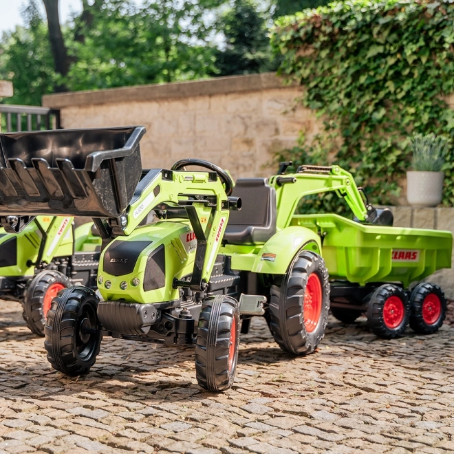 Pedaltraktor Claas Atiom 430 grün mit Vorder- und Rückschaufel