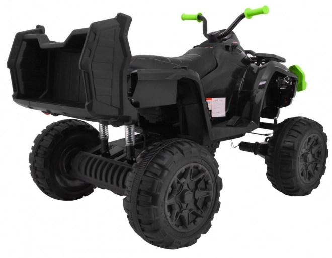 Quadro XL ATV 2,4GHz mit Batterie für Kinder schwarz/grün + Fernsteuerung + Allradantrieb 4x4 + Gepäckträger + langsame Beschleunigung + EVA + LED Audio