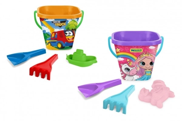 Wader Sandspielzeug Set, 4-teilig mit Eimer und Zubehör