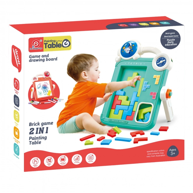 Beidseitige Maltafel und Tetris-Spiel 2in1