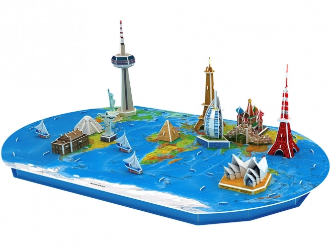 3D Puzzle Erde mit Weltwahrzeichen