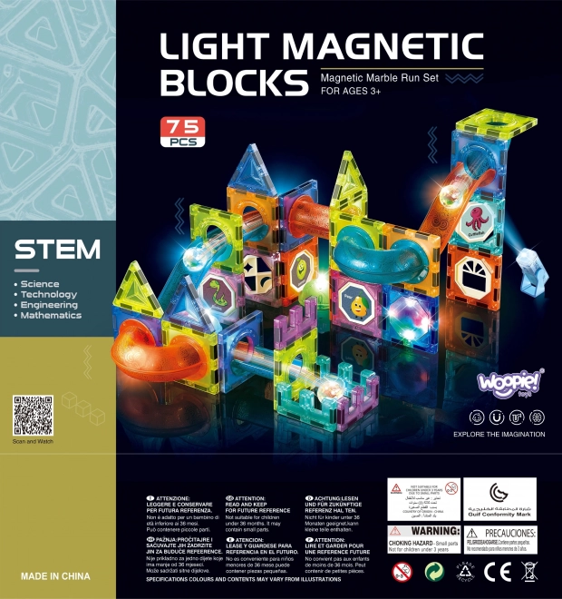 Magnetische leuchtende Murmelbahn-Bausteine 75 Teile