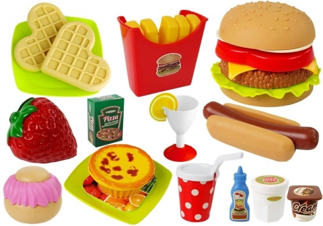 Hamburger Spielset mit Fast Food Artikeln