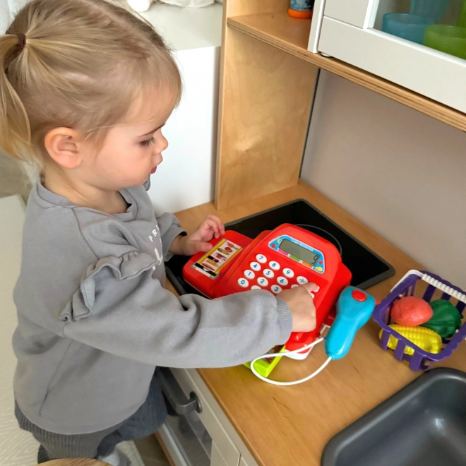 Kaufmannsladen Kasse mit Taschenrechner und Zubehör