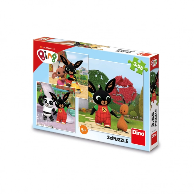 Dino Puzzle Bing spielt 3x55 Teile