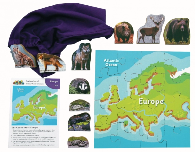 Just Jigsaws Europa und ihre Tiere Holzpuzzle