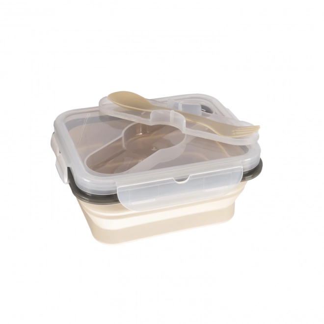 Silikon-Lunchbox mit Besteck, Sand Beige