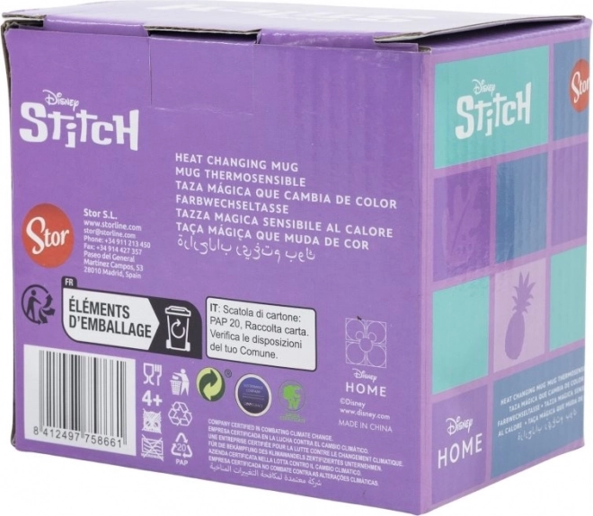 Keramiktasse mit farbwechselndem Stich-Motiv