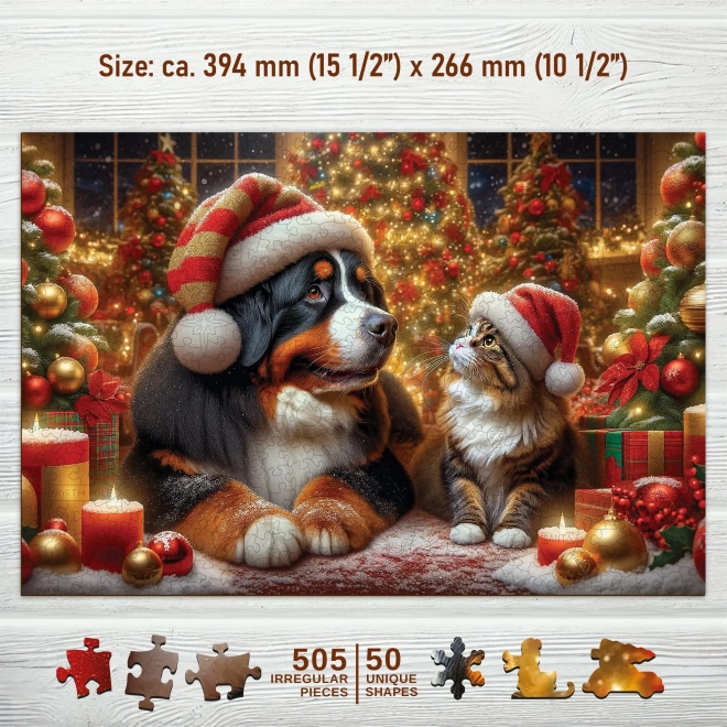 Holzpuzzle Katze und Hund