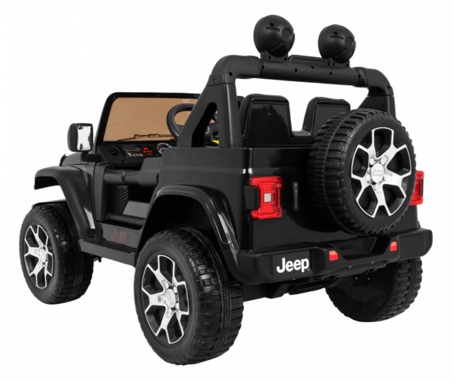 Jeep Wrangler Rubicon Batterie für Kinder schwarz + Fernbedienung + MP3 LED Radio + EVA Räder