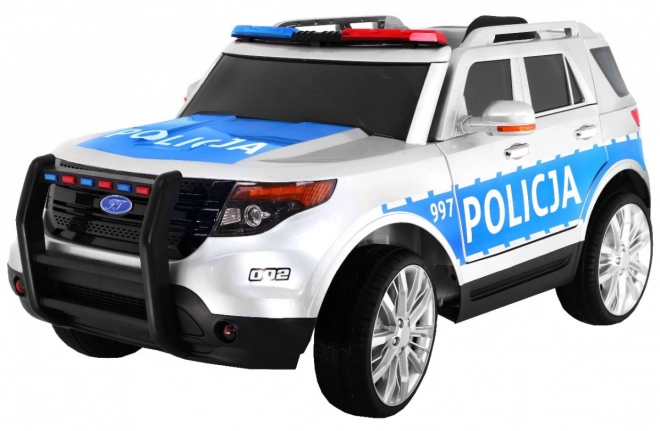 Kinder Polizei SUV Auto mit Batterie + Sirenen + Lichter + Megafon + Fernbedienung + langsamer Start + EVA + Aufkleber