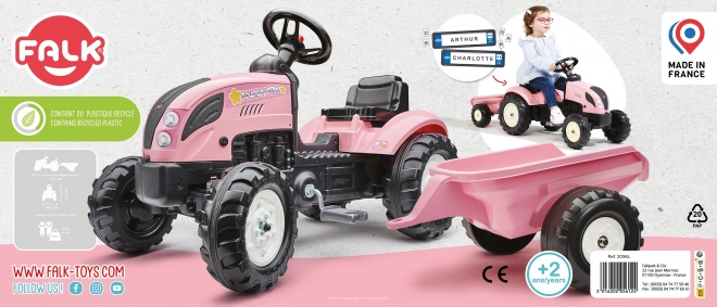 Trettraktor County Star mit Anhänger in Rosa