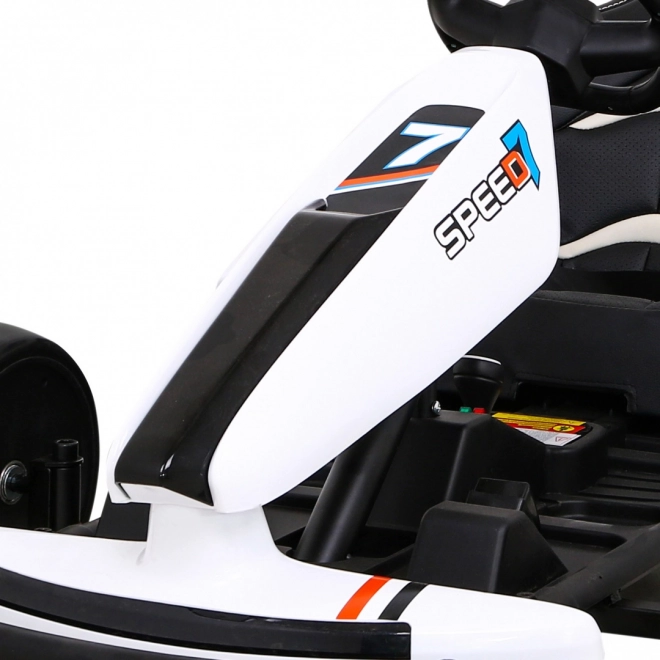 Speed 7 Drift King Batterie-Kart für Kinder Weiß + Drift-Funktion + Sportsitz + 2 Geschwindigkeiten + EVA