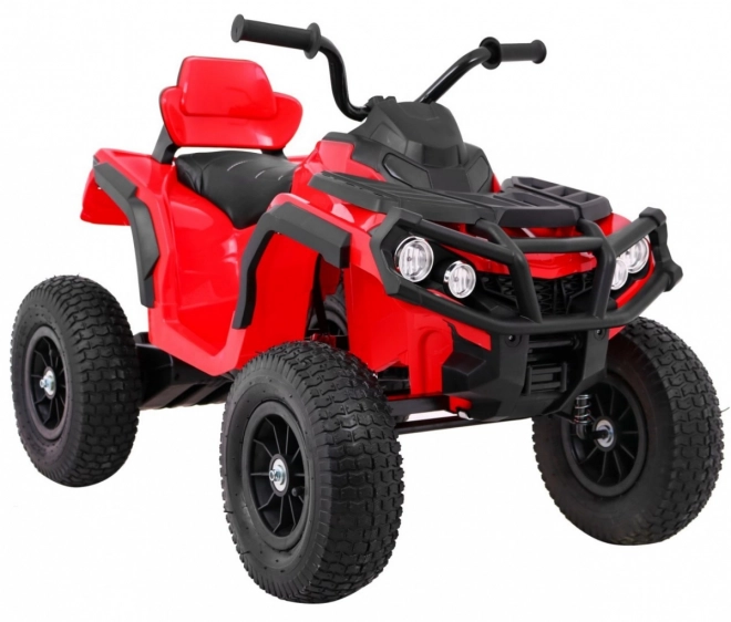 Kinderbatterie-Quad Rot + aufblasbare Räder + MP3-Radio + langsamer Start