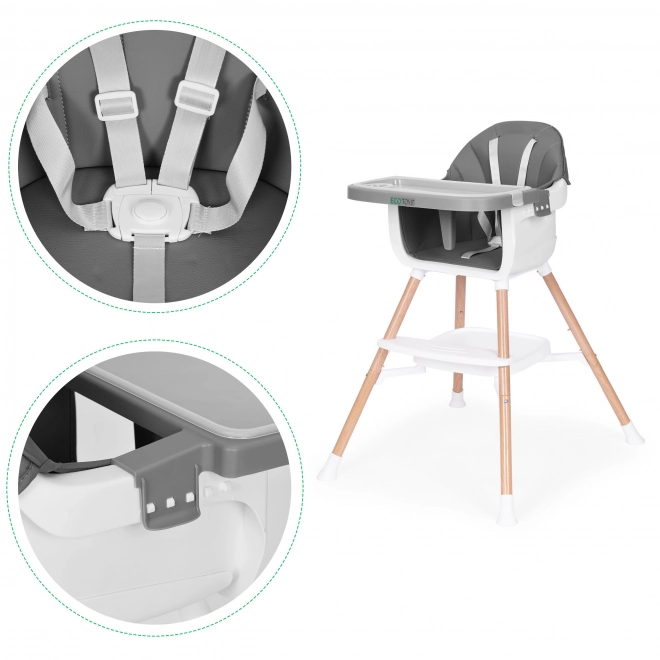 2-in-1 Kinderhochstuhl Grau von ECOTOYS