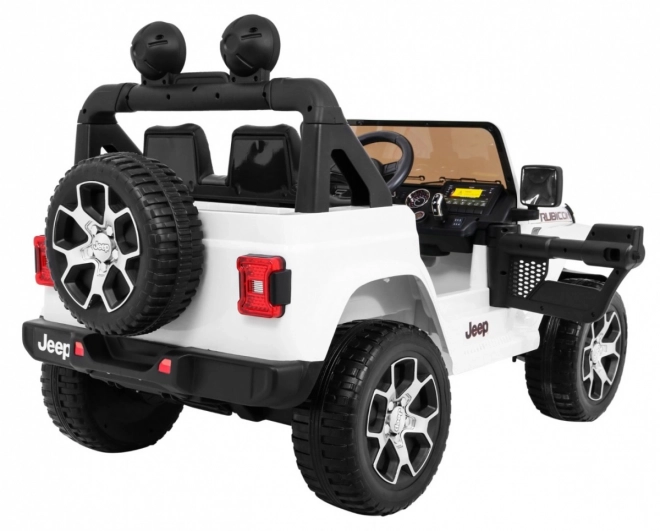 Jeep Wrangler Rubicon Batterie für Kinder Weiß + Fernbedienung + MP3-Radio LED + EVA-Räder