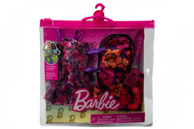 Barbie Kleidung im Set mit gepunkteter Bluse und karierter Rock – Variante 1