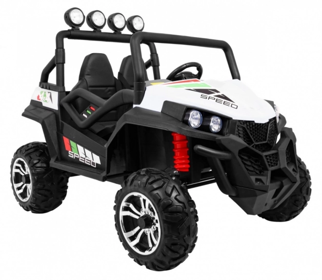 Kinder-Geländebuggy Grand Lift Weiß + Antrieb 4x4 + Fernbedienung + Gepäckträger + Radio MP3 + LED-Diode