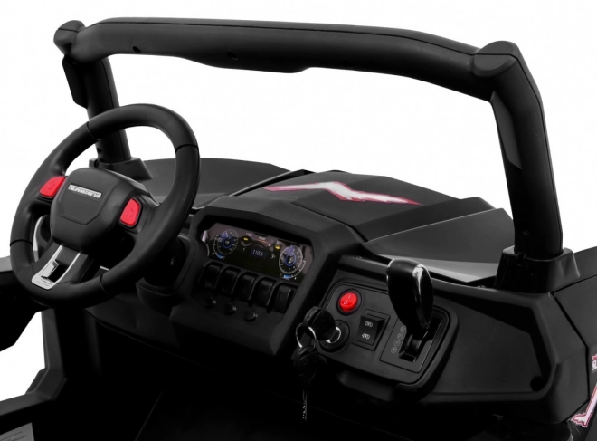 Kinderwagen SuperStar Schwarz + Antrieb 4x4 + Fernbedienung + Kofferraum + MP3 LED + Türschloss