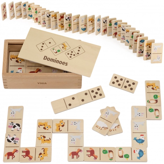 Viga Holz-Domino 2-in-1 Tiere und Zahlen