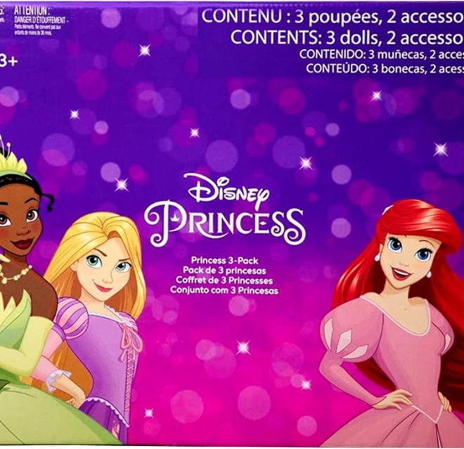 Mattel Disney Prinzessinnen Set mit 3 Puppen: Arielle, Tiana, Rapunzel