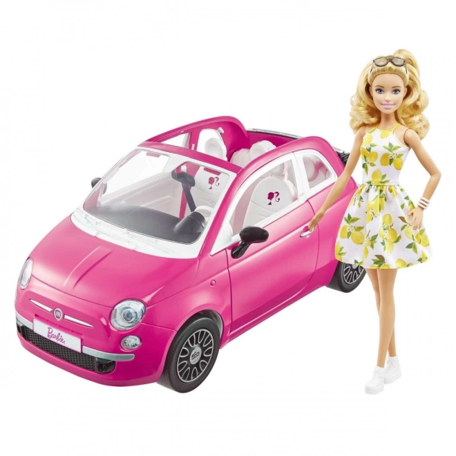 Barbie mit Fiat 500 Cabrio