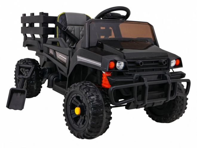 Bauernsammel-Pick-up für Kinder schwarz + Fernsteuerung + Gepäckträger + Schaufel + EVA + MP3 LED