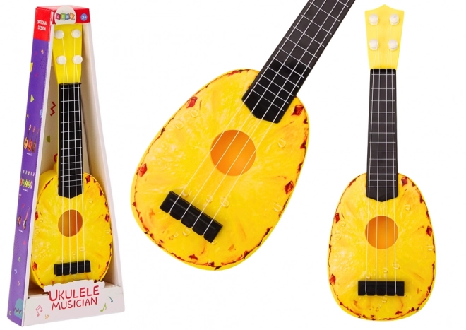 Kinder Ukulele Mini Gitarre Ananas Motiv Gelb