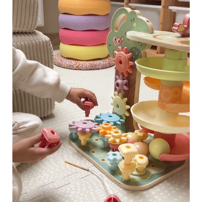 Aktivitätsspiel Baum Kugelbahn Montessori 4-in-1