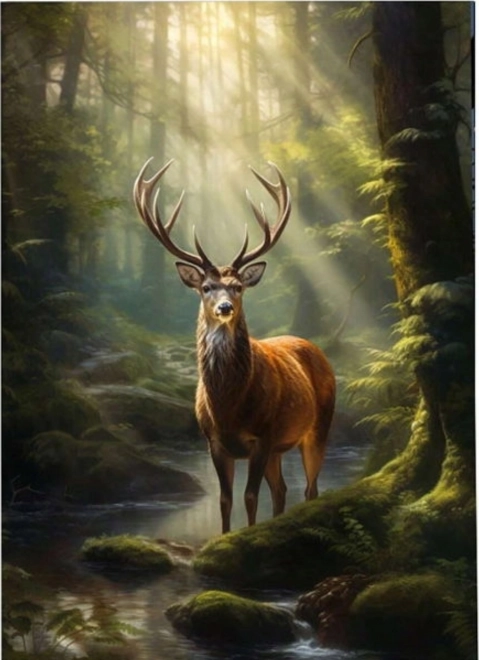 Diamantmalerei Hirsch am Waldbach