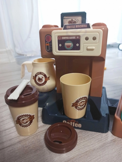 Woopie Spielzeug-Kaffeebar mit Kaffeemaschine und Kuchenvitrine