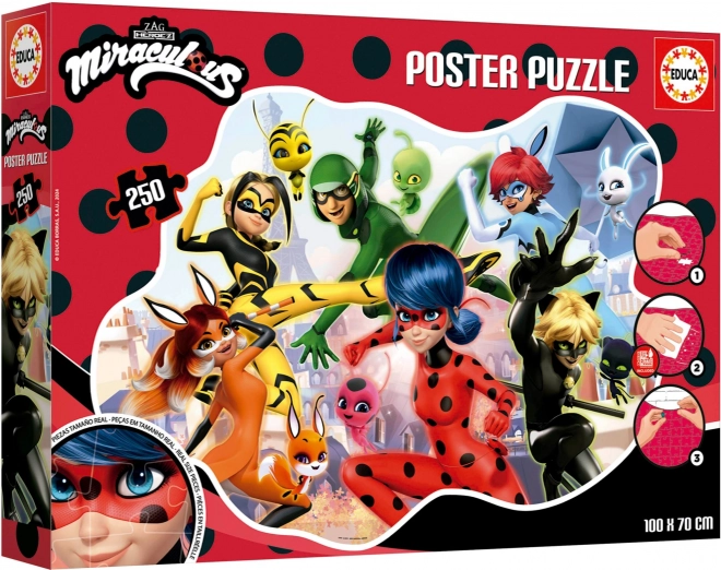 Poster Puzzle Miraculous Ladybug und Cat Noir 250 Teile