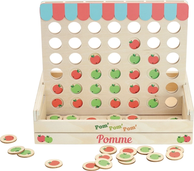 Holz-Reisespiel Tic Tac Toe mit Äpfeln