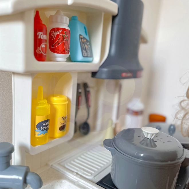 Interaktive spielküche mit wasserdampf und zubehör