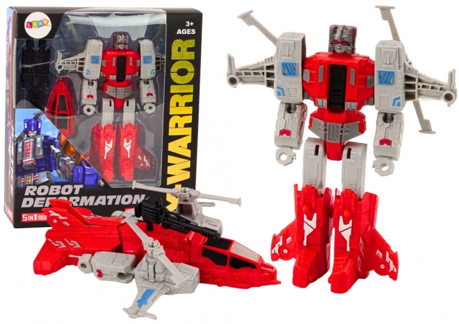 Roboter Helikopter 2-in-1 Transformierbar X-Warrior Rot