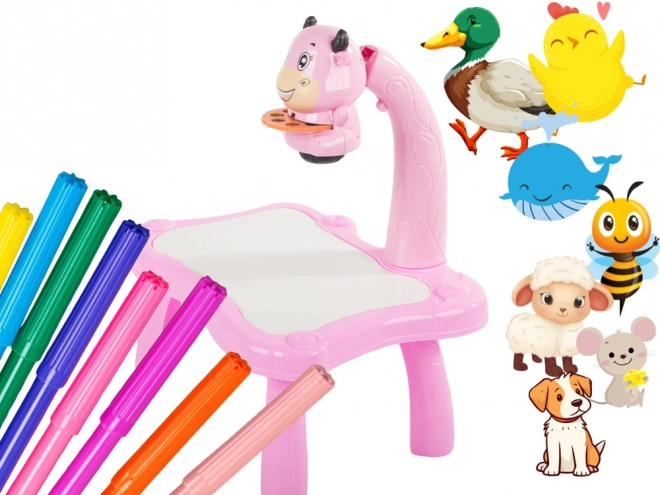 Lernprojektionstisch für Kinder in Rosa
