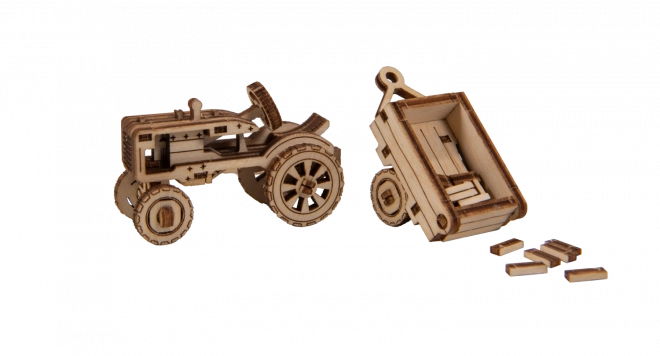 Holzpuzzle 3D Traktor mit Anhänger