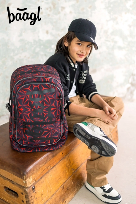 Schulrucksack Core Red Polygon