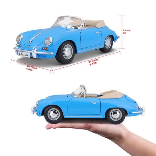 Porsche 356B Cabriolet Modellauto Blau